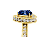Yellow gold Heart Cut Halo Diamond Engagement Ring with Milgrain Pave Band and Four-Prong Setting_5