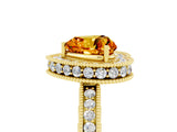 Yellow gold Heart Cut Halo Diamond Engagement Ring with Milgrain Pave Band and Four-Prong Setting_5
