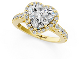 Yellow gold Heart Cut Halo Diamond Engagement Ring with Pave Band and Four-Prong Setting_41