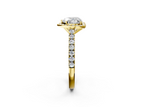 Yellow gold Heart Cut Halo Diamond Engagement Ring with Pave Band and Four-Prong Setting_42