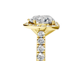 Yellow gold Heart Cut Halo Diamond Engagement Ring with Pave Band and Four-Prong Setting_45
