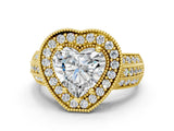 Yellow gold Heart Cut Halo Diamond Engagement Ring with Pave Split Shank and Four-Prong Setting_15