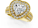 Yellow gold Heart Cut Halo Diamond Engagement Ring with Pave Split Shank and Four-Prong Setting_16
