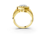 Yellow gold Heart Cut Halo Diamond Engagement Ring with Pave Split Shank and Four-Prong Setting_18