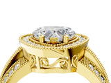 Yellow gold Heart Cut Halo Diamond Engagement Ring with Pave Split Shank and Four-Prong Setting_19