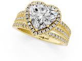 Yellow gold Heart Cut Halo Diamond Engagement Ring with Split Shank and Four-Prong Setting_21