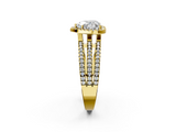 Yellow gold Heart Cut Halo Diamond Engagement Ring with Split Shank and Four-Prong Setting_22