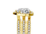 Yellow gold Heart Cut Halo Diamond Engagement Ring with Split Shank and Four-Prong Setting_25