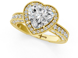 Yellow gold Heart Cut Halo Diamond Pave Band Ring with Four-Prong Setting_62