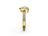 Yellow gold Heart Cut Halo Diamond Pave Band Ring with Four-Prong Setting_63