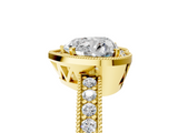 Yellow gold Heart Cut Halo Diamond Pave Band Ring with Four-Prong Setting_66