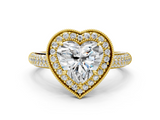 Yellow gold Heart Cut Halo Diamond Pave Band with Four-Prong Setting_46