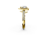 Yellow gold Heart Cut Halo Diamond Pave Band with Four-Prong Setting_48