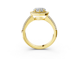 Yellow gold Heart Cut Halo Diamond Pave Band with Four-Prong Setting_49