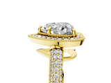 Yellow gold Heart Cut Halo Diamond Pave Band with Four-Prong Setting_51