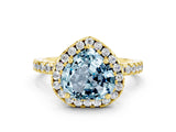 Yellow gold Heart Cut Halo Diamond Pave Band with Prong Setting