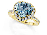 Yellow gold Heart Cut Halo Diamond Pave Band with Prong Setting_1