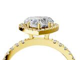 Yellow gold Heart Cut Halo Diamond Pave Band with Prong Setting_12