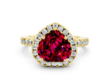 Yellow gold Heart Cut Halo Diamond Pave Band with Prong Setting