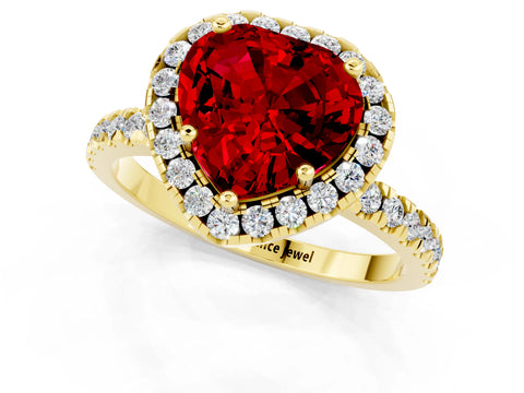 Yellow gold Heart Cut Halo Diamond Pave Band with Prong Setting_1