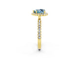 Yellow gold Heart Cut Halo Diamond Pave Band with Prong Setting_2