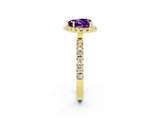 Yellow gold Heart Cut Halo Diamond Pave Band with Prong Setting_2