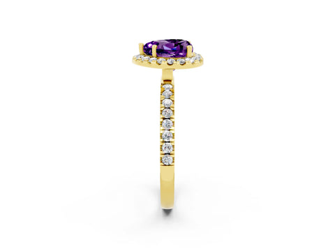 Yellow gold Heart Cut Halo Diamond Pave Band with Prong Setting_2