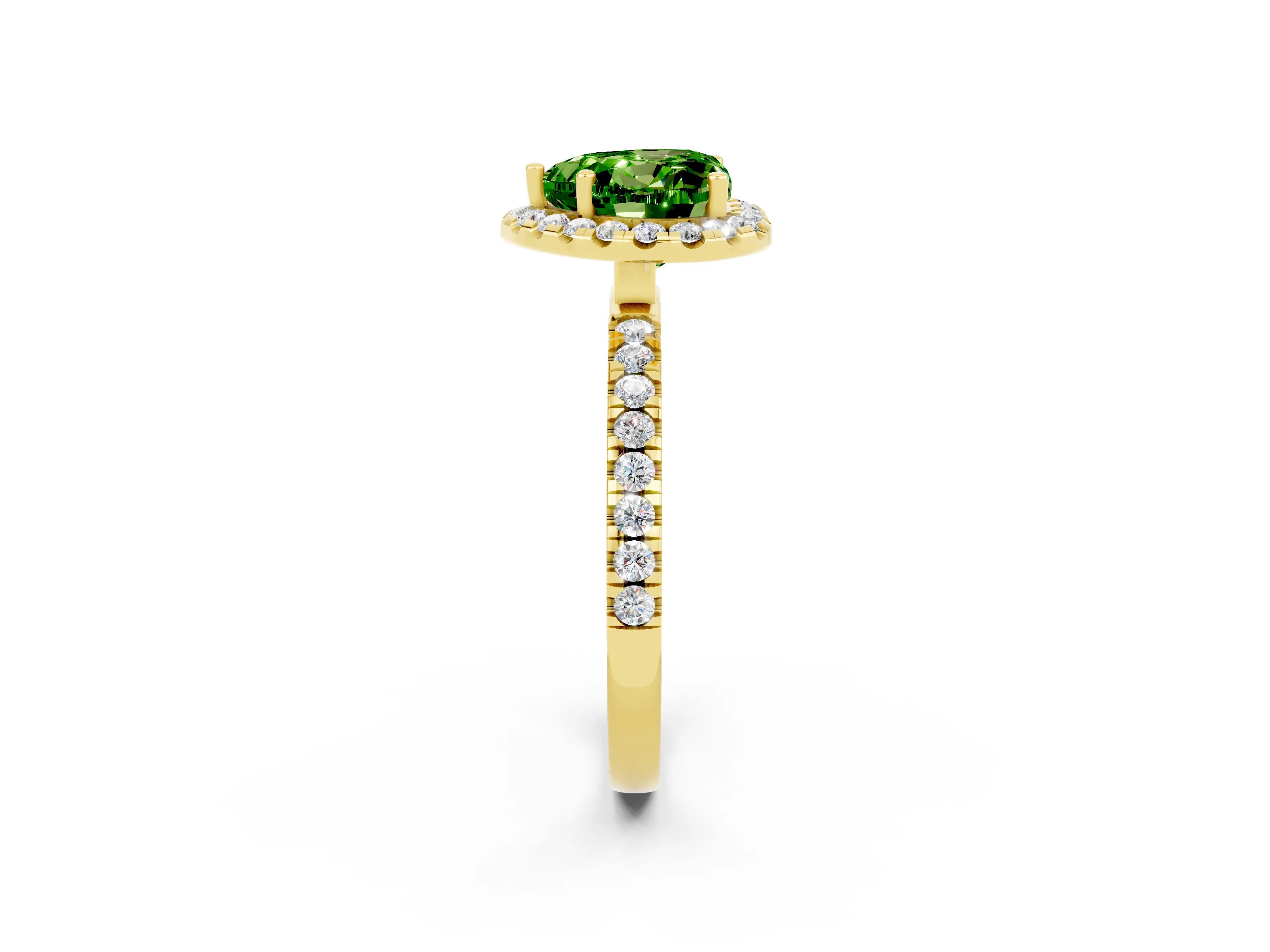 Yellow gold Heart Cut Halo Diamond Pave Band with Prong Setting_2