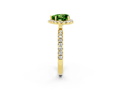 Yellow gold Heart Cut Halo Diamond Pave Band with Prong Setting_2