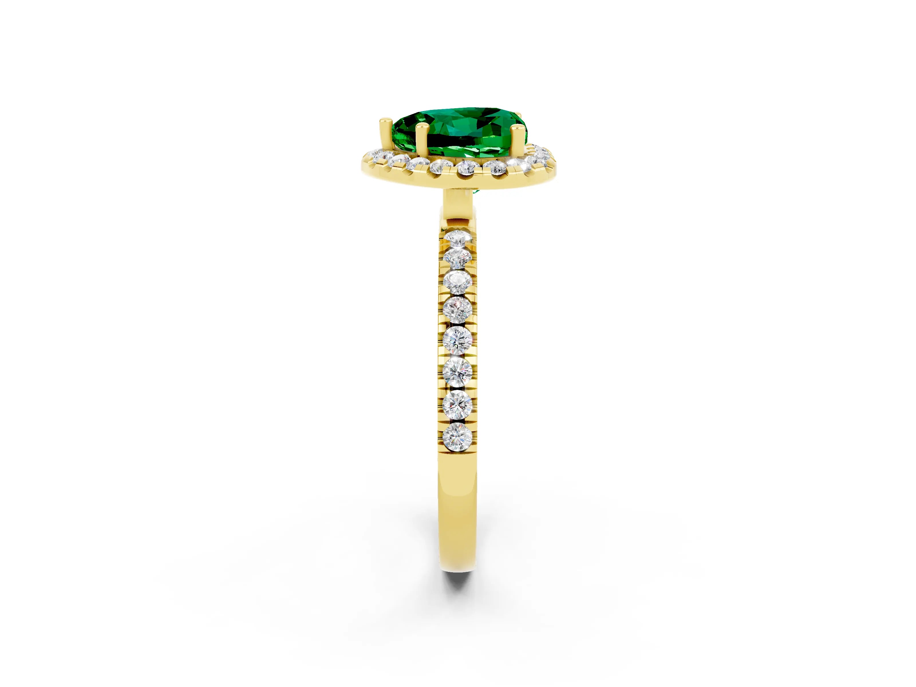 Yellow gold Heart Cut Halo Diamond Pave Band with Prong Setting_2