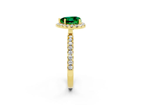Yellow gold Heart Cut Halo Diamond Pave Band with Prong Setting_2