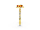 Yellow gold Heart Cut Halo Diamond Pave Band with Prong Setting_2