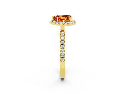 Yellow gold Heart Cut Halo Diamond Pave Band with Prong Setting_2