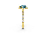 Yellow gold Heart Cut Halo Diamond Pave Band with Prong Setting_2