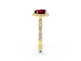 Yellow gold Heart Cut Halo Diamond Pave Band with Prong Setting_2