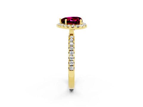 Yellow gold Heart Cut Halo Diamond Pave Band with Prong Setting_2