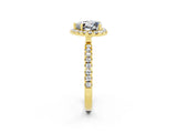 Yellow gold Heart Cut Halo Diamond Pave Band with Prong Setting_2