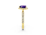 Yellow gold Heart Cut Halo Diamond Pave Band with Prong Setting_2