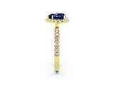 Yellow gold Heart Cut Halo Diamond Pave Band with Prong Setting_2