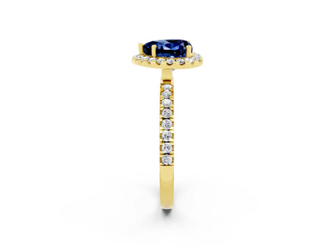 Yellow gold Heart Cut Halo Diamond Pave Band with Prong Setting_2