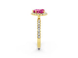 Yellow gold Heart Cut Halo Diamond Pave Band with Prong Setting_2