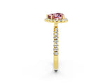 Yellow gold Heart Cut Halo Diamond Pave Band with Prong Setting_2