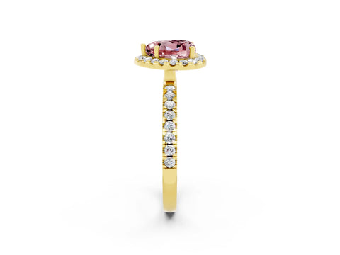 Yellow gold Heart Cut Halo Diamond Pave Band with Prong Setting_2