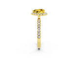 Yellow gold Heart Cut Halo Diamond Pave Band with Prong Setting_2