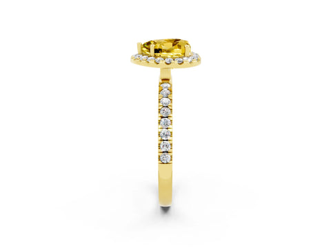 Yellow gold Heart Cut Halo Diamond Pave Band with Prong Setting_2