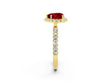Yellow gold Heart Cut Halo Diamond Pave Band with Prong Setting_2
