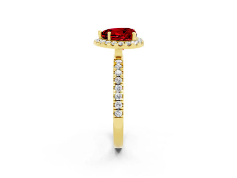 Yellow gold Heart Cut Halo Diamond Pave Band with Prong Setting_2