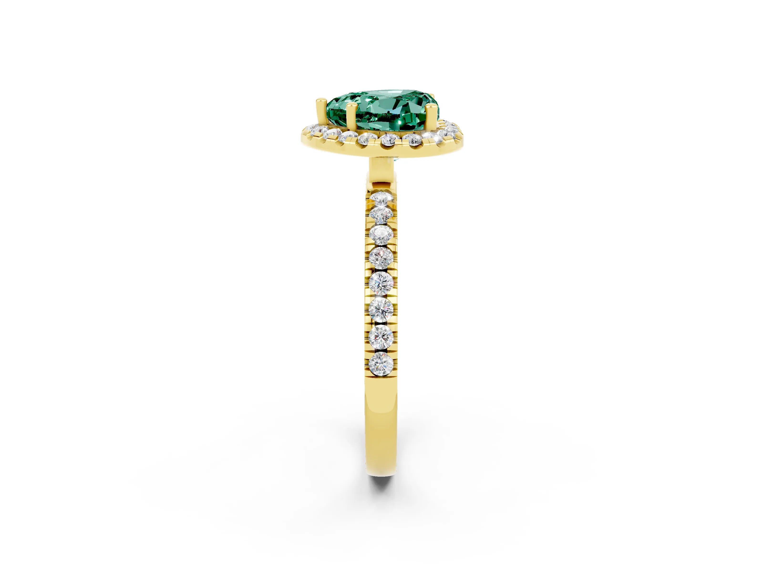 Yellow gold Heart Cut Halo Diamond Pave Band with Prong Setting_2
