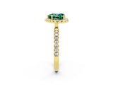 Yellow gold Heart Cut Halo Diamond Pave Band with Prong Setting_2