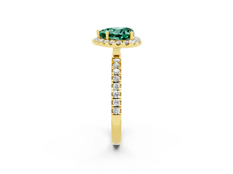 Yellow gold Heart Cut Halo Diamond Pave Band with Prong Setting_2